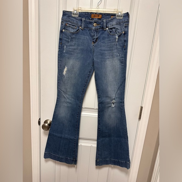 Seven 7 Womens Sexy Flare Stretch Denim Jeans Size 28 (Waist 28 - Inseam 32) - Picture 1 of 8